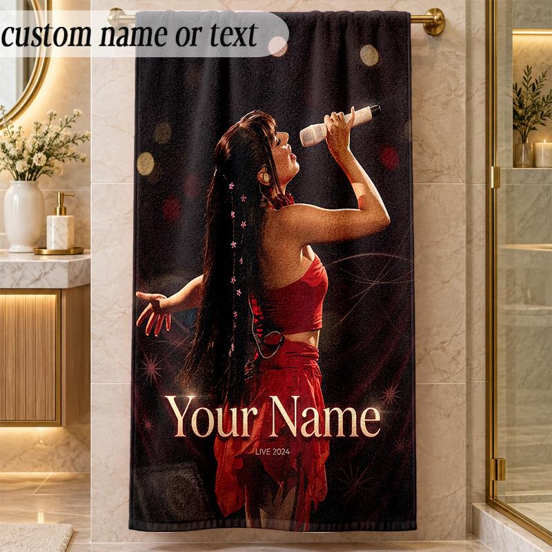 Beach TowelAyliva Custom Name Text Personalized Soft Towel for Beach Pool Indoor Home Decor Gift