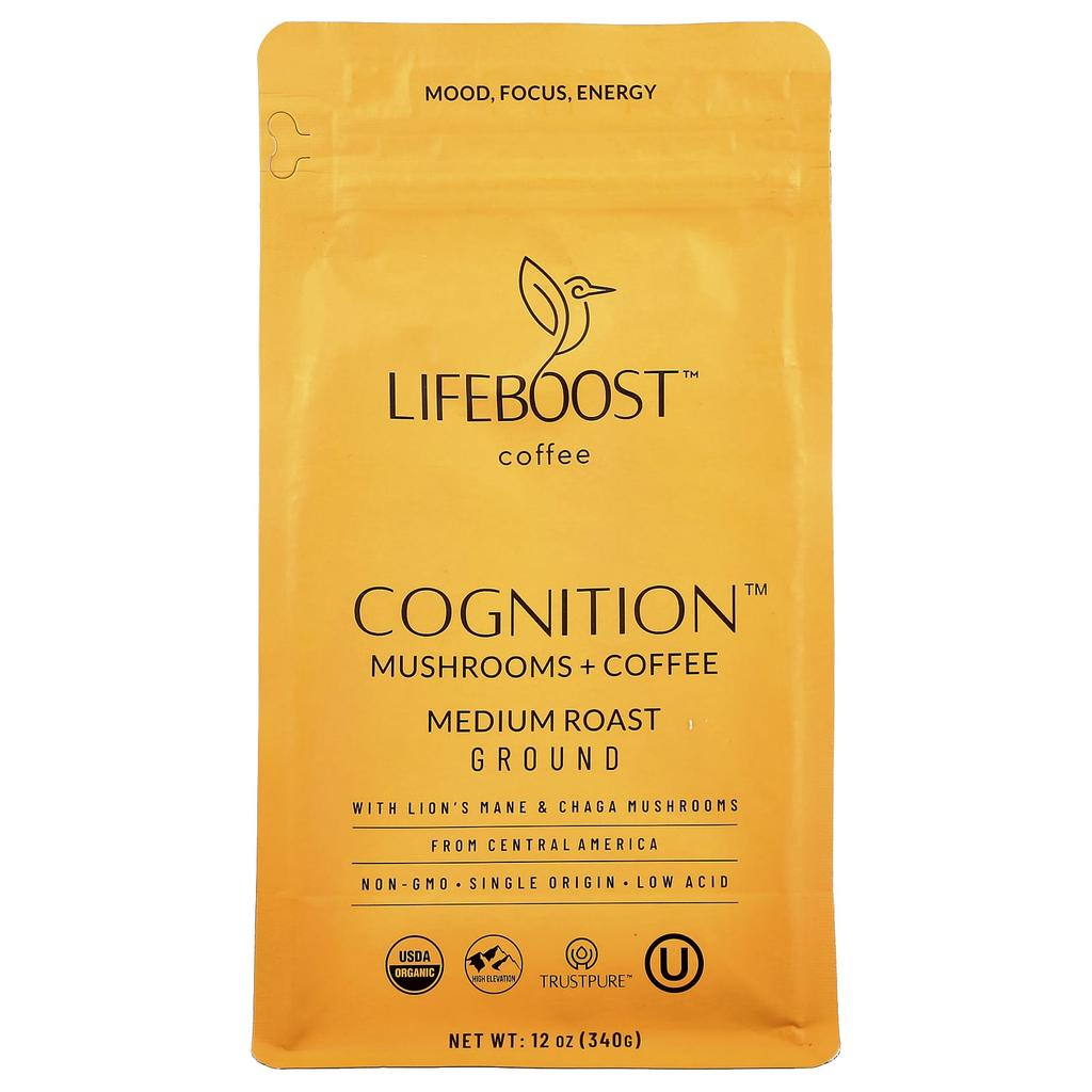 Cognition™, Mushroom + Coffee, Ground Coffee, Medium Roast, 340G(12Oz)