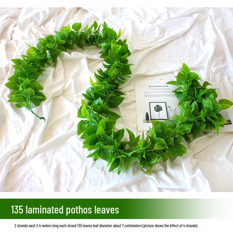 Rattan Pothos Artificial Leaf Vine for Indoor AC and Water Pipe Decoration