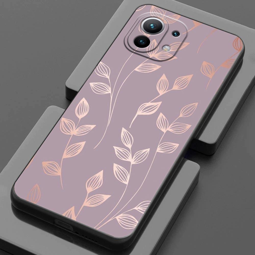Pink Glitter Hearts Love Grass Leaf For Xiaomi 15 Ultra 11T 12T 13T 14T Pro Phone Case Mi POCO X7 M7 F7 Pro F5 F6 X3 X5 X6 Cover
