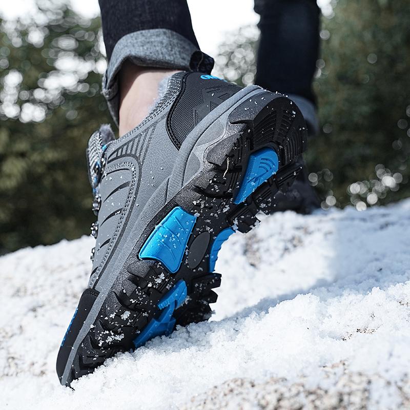 Anti-slip Men's Winter Sneakers Warm Outdoor Hiking Shoes Plush Casual Sports Shoes for Camping Climbing Trekking