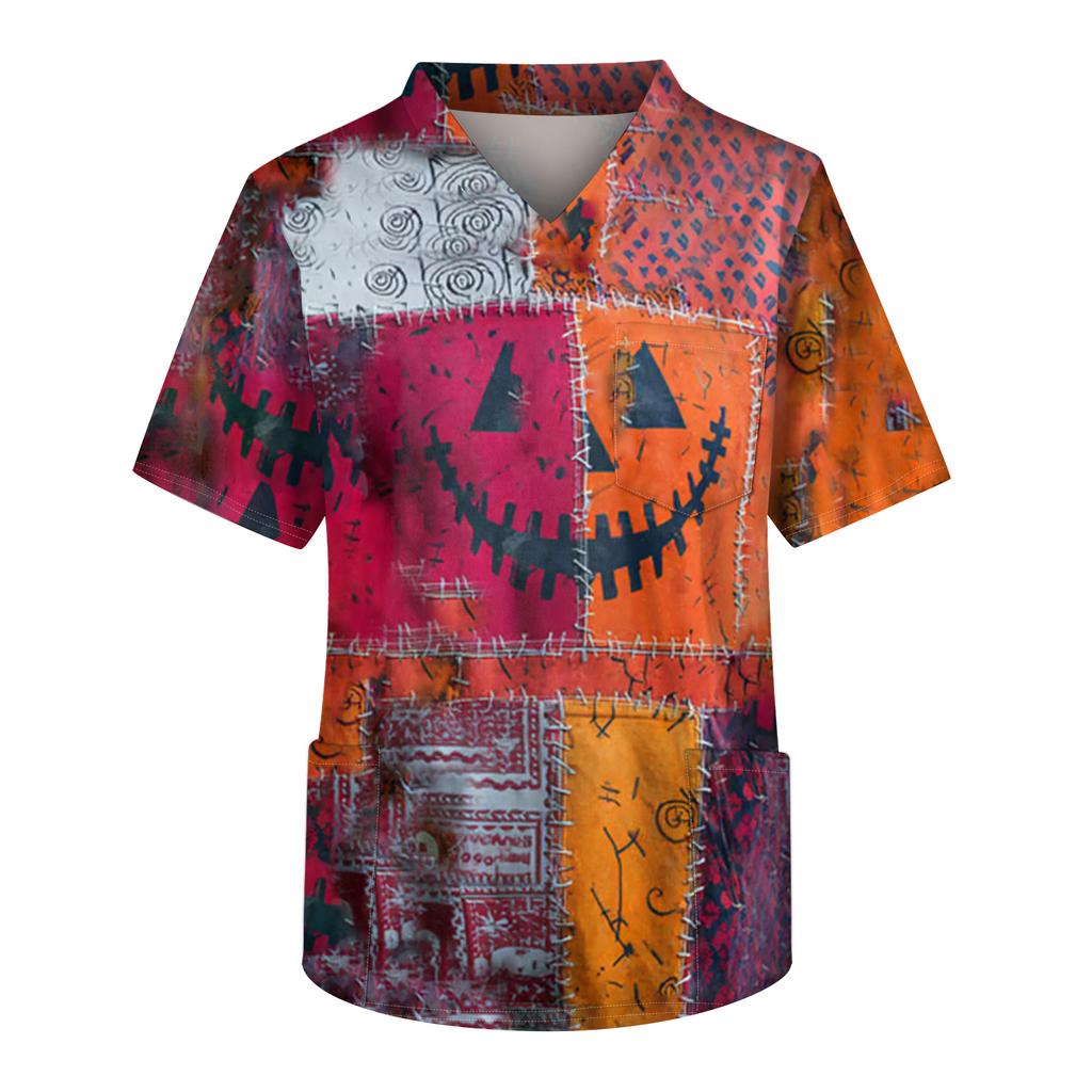 Pánská pracovní halenka s krátkým rukávem a výstřihem do V na hrudi