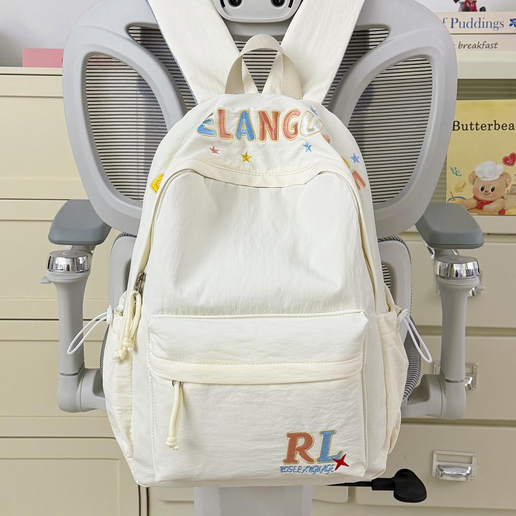Schoolbag New American Backpack Embroidered Letters High Value Junior High School Student High School Student Schoolbag Women's Simple Travel Backpack