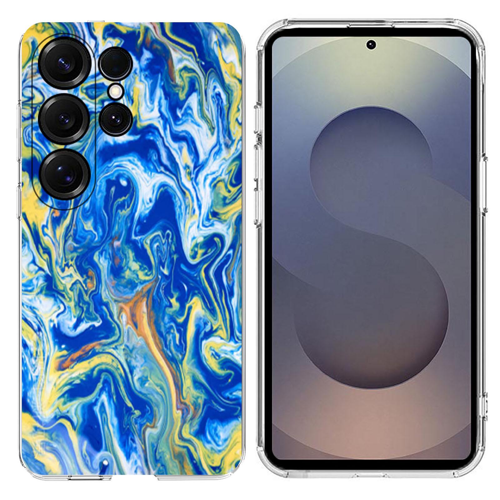 

For Samsung Galaxy S24 Ultra Case Marble Pattern Printing Soft TPU Phone Cover Sky Blue