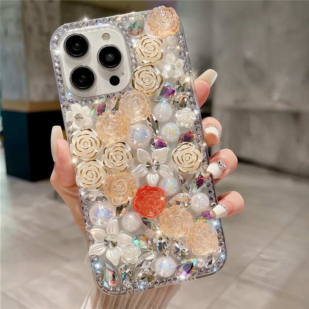 Glitter Bling 3D Floral Phone Case For XiaoMi Poco X7 Pro 5G X6 X5 X4 X3 Rhinestone Rose Flower Crystal Cover