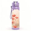 1PC Soft Pink White Cloud Flower Print 750ml Color Plastic Sports Water Bottle Leakproof Flip Straw Lid Suitable for Sports Office Home Use