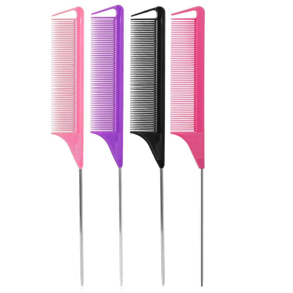 Stainless Steel Pointed Tail Hair Professional Hair Comb Hair Brush Salon Hair Styling Tool Hair Comb Special for Real Hair Wigs