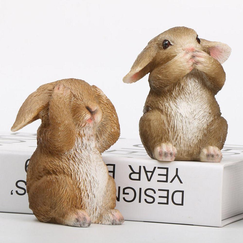 3 шт./набір Мила Великодня фігурка кролика Смола Ручна робота Кролик Настільна прикраса Скульптура кролика Фермерський двір