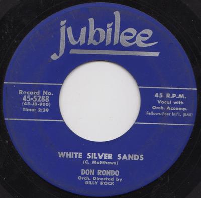 7inch Record DON RONDO - White Silver Sands / Stars Fell On  455288 Jubilee 1957 US Rock Used
