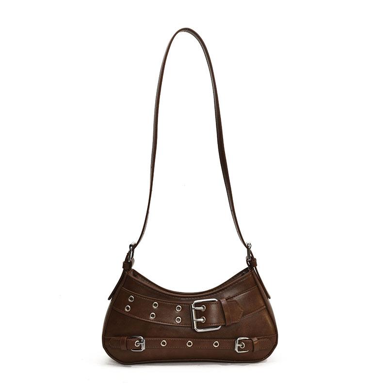 Cool Spice Girls 2025 Spring New Women's Bag Personalized Locomotive Wind Shoulder Bag Retro Belt Buckle Simple Messenger Bag