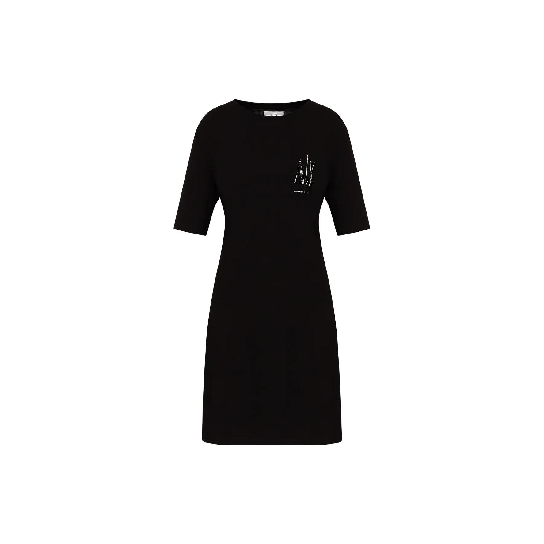 

Emporio Armani Платье-миди с коротким рукавом, однотонное, с круглым вырезом и принтом из букв, женское, Черное 8NYADXY-JG3Z1-8218 XS