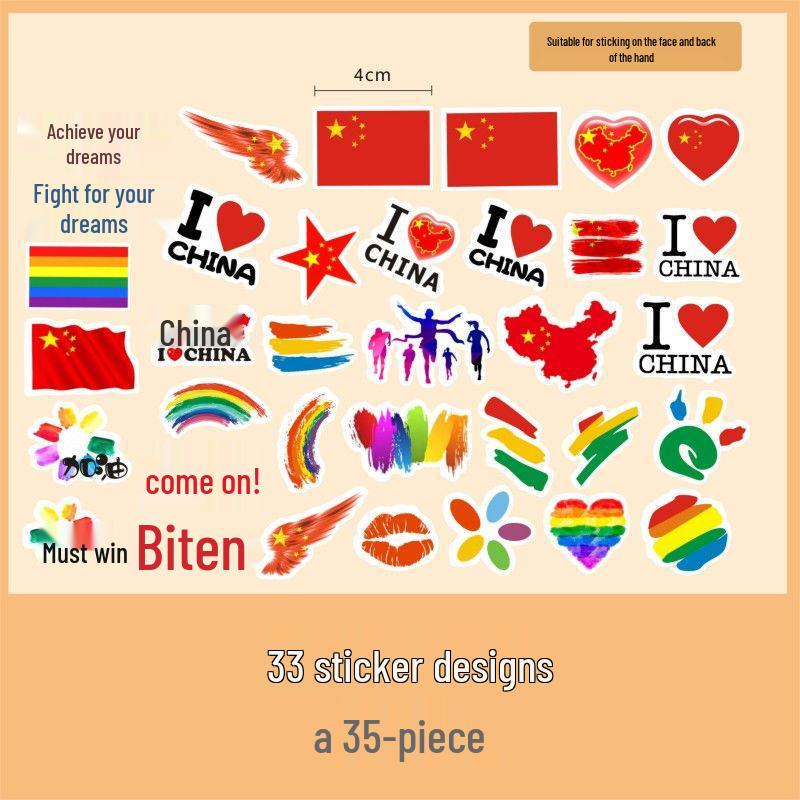 Nationalfeiertagsdeko: Ich liebe China Aufkleber & Flaggen Set