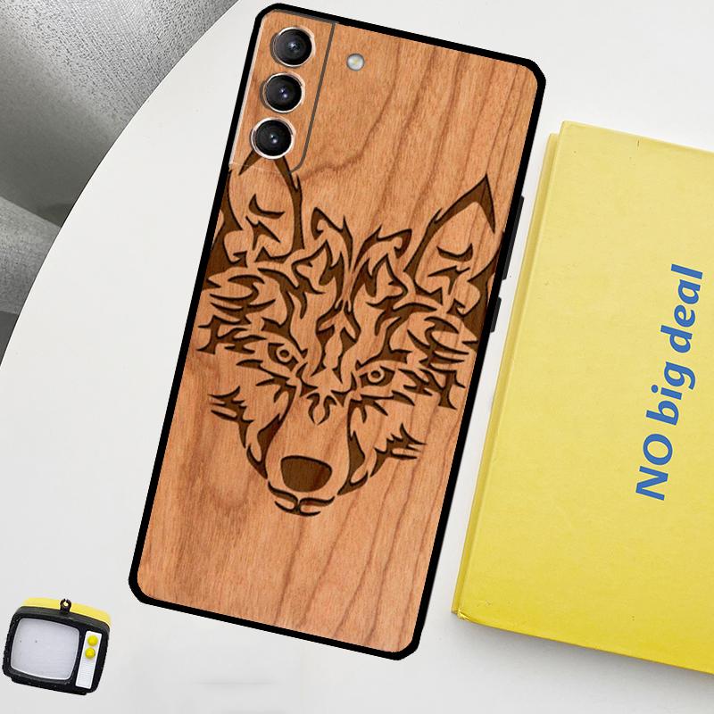 Turtle Elephant Dragon Wood Phone Case For Samsung Galaxy S25 Ultra S20 S21 S22 S23 Plus S24 Ultra S9 S10 S25 FE Cover