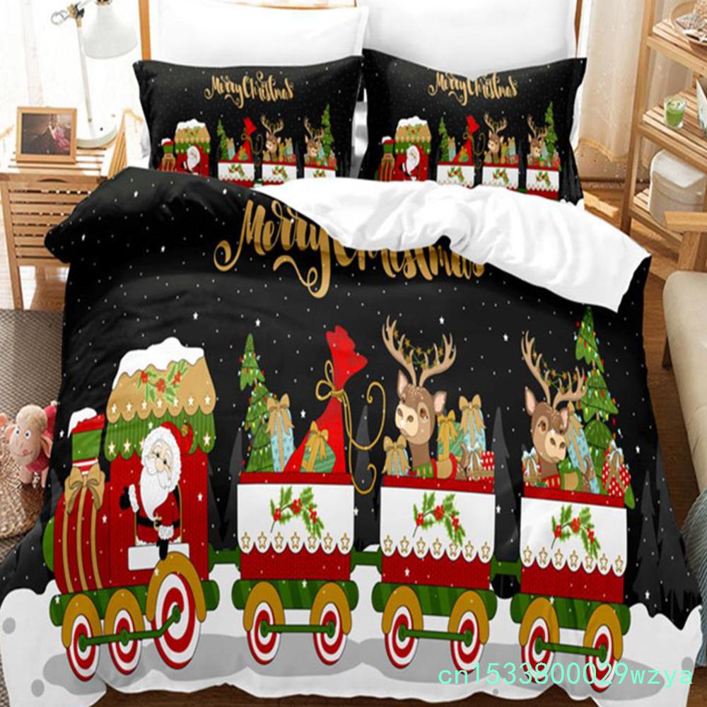 3D Christmas Quilt Cover Bedding Set Duvet Comforter Pillow Case Bed Linens Twin Queen King Double Full Single 3PCS 2PCS Bedroom