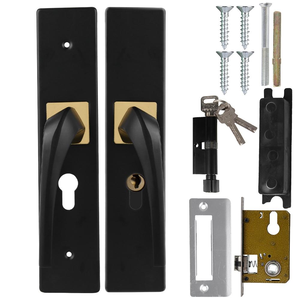 

Simple Aluminum Bedroom Inside Wooden Door Silent Home Handle Lock with Keys Black