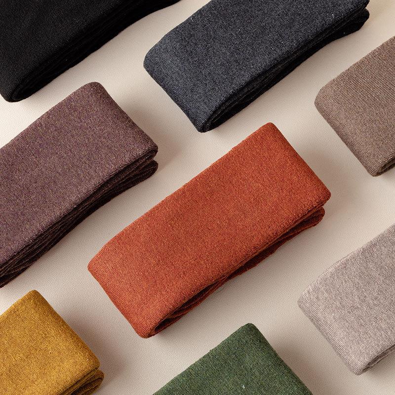 Female Autumn and Winter Thickened Plush Ring Warm Pure Color All Match Show Thin Leg Socks