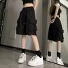 Y2K Cargo Shorts Damskie Harajuku Czarne Oversize Szerokie Szorty Letnie Streetwear Moda Wysoki Stan Luźne Krótkie Spodnie
