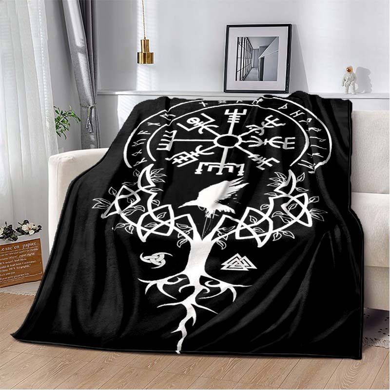 3D Viking Odin Valhalla Nordic Mythology Symbols Blanket,Soft Throw Blanket for Home Bedroom Bed Sofa Picnic Office Travel Cover