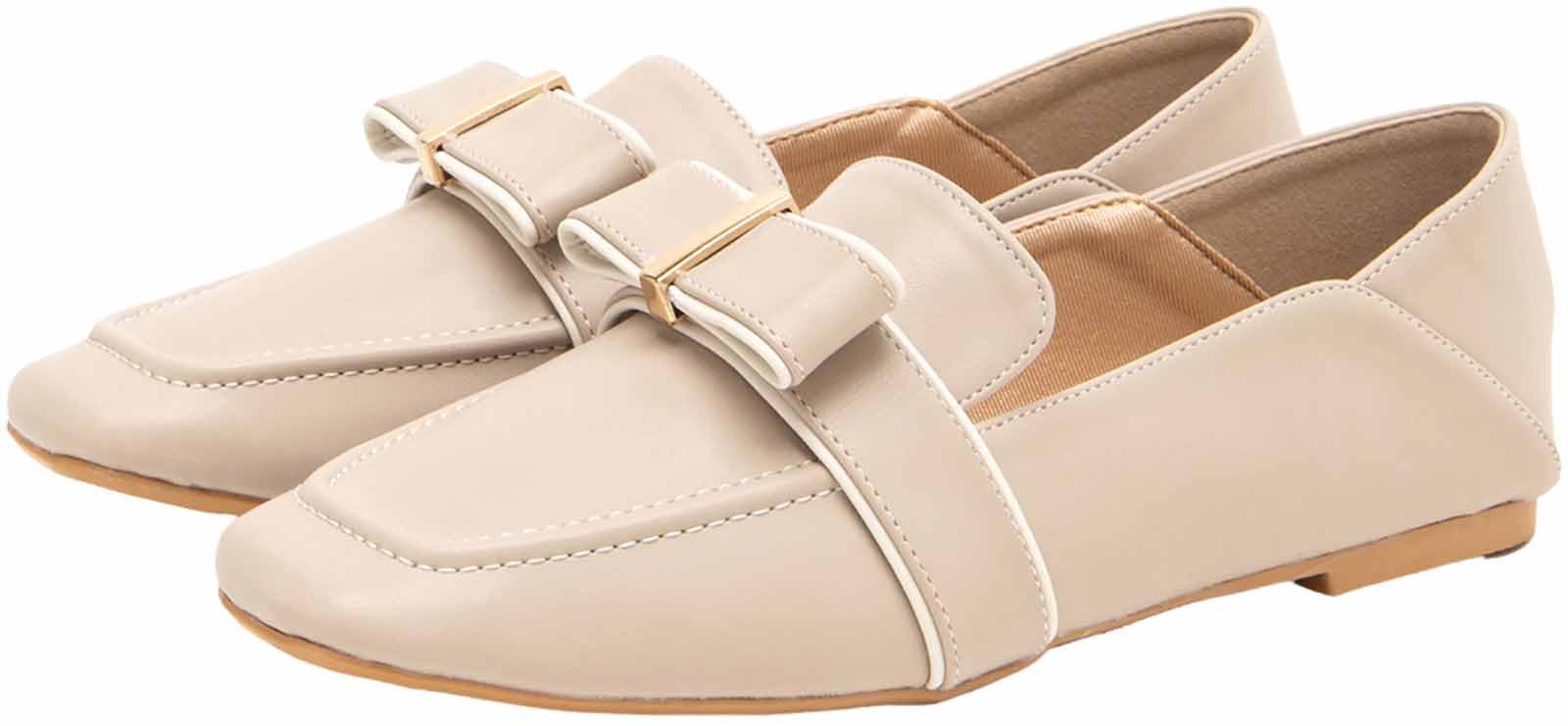 

Jellybeans Туфли-лоферы с плоской подошвой и отделкой лентой, 23,5 см, цвет слоновой кости, 21051358