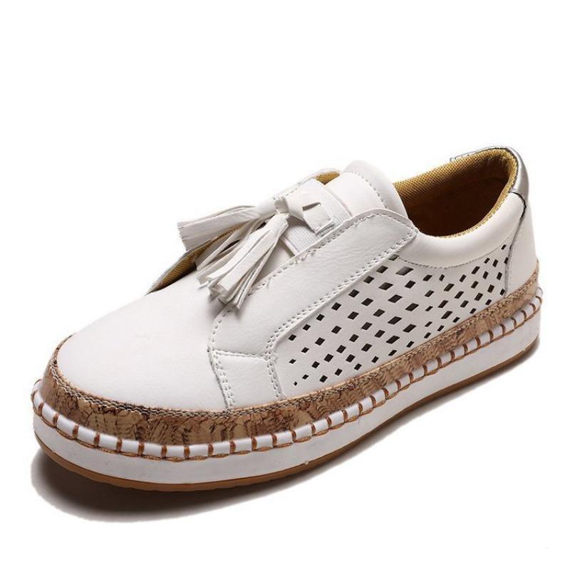 New casual single shoes women's shoes breathable one-pedal splicing fringed low-top daily round head lazy shoes