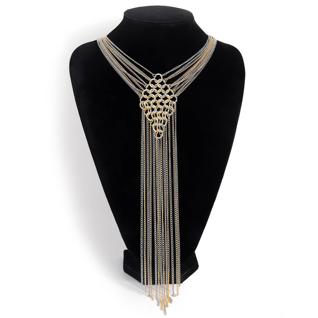 Vedawas Exageración Nueva Llegada Vintage Metal Largo Collar con Borlas para Mujeres Moda Geométrico Alta Calidad Joyería Regalo