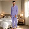 Herren Casual Farb-Pyjama-Set mit durchgeknöpftem Hemd und gerader Hose - Zweiteilige bequeme Nachtwäsche
