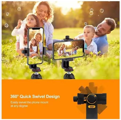 360 Degree Rotating Desk Tripod Adapter Adjustable Phone Clip Stand for Mobile for Sports Usage