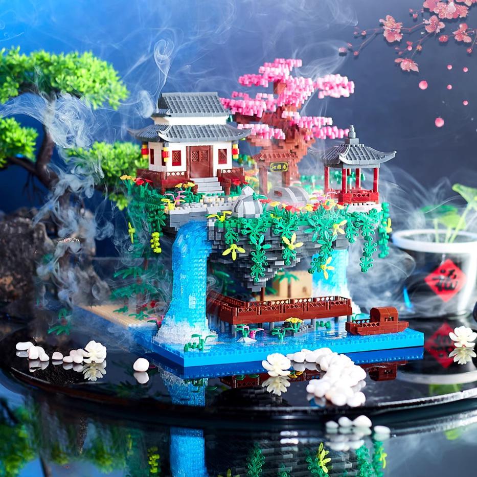 2830 Teile Gudong Wisdom 3D Baustein Serie Taohuatan Miniaturmodell 3D Puzzle Montage Sammlungsmodell Spielzeug