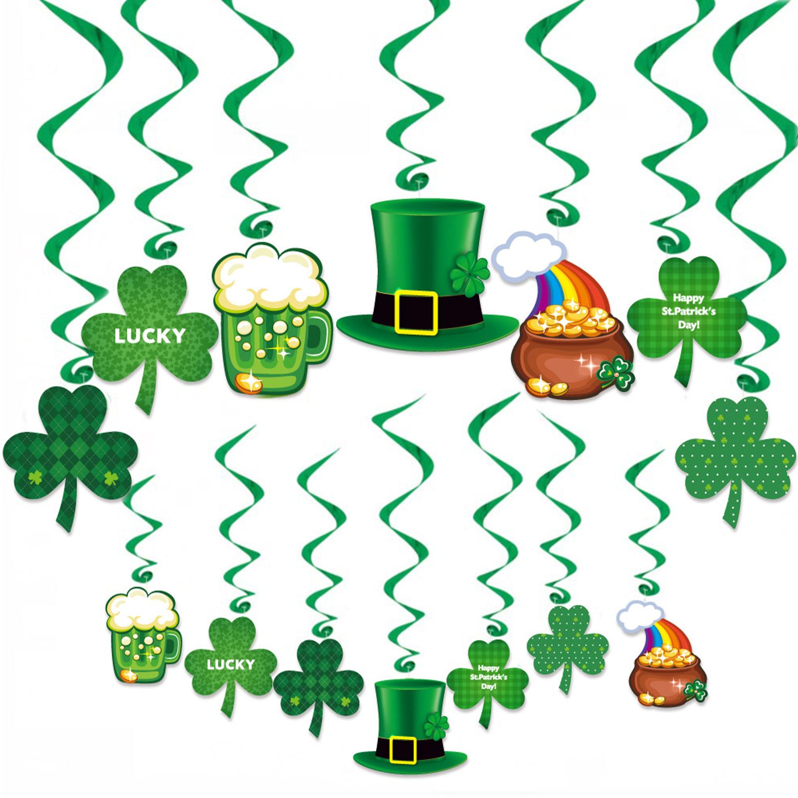 

Irish Party Banner Decorations Set Shamrock Letter Banner Hanging Swirl Decor for Christmas Tree Home Craft Party Decor