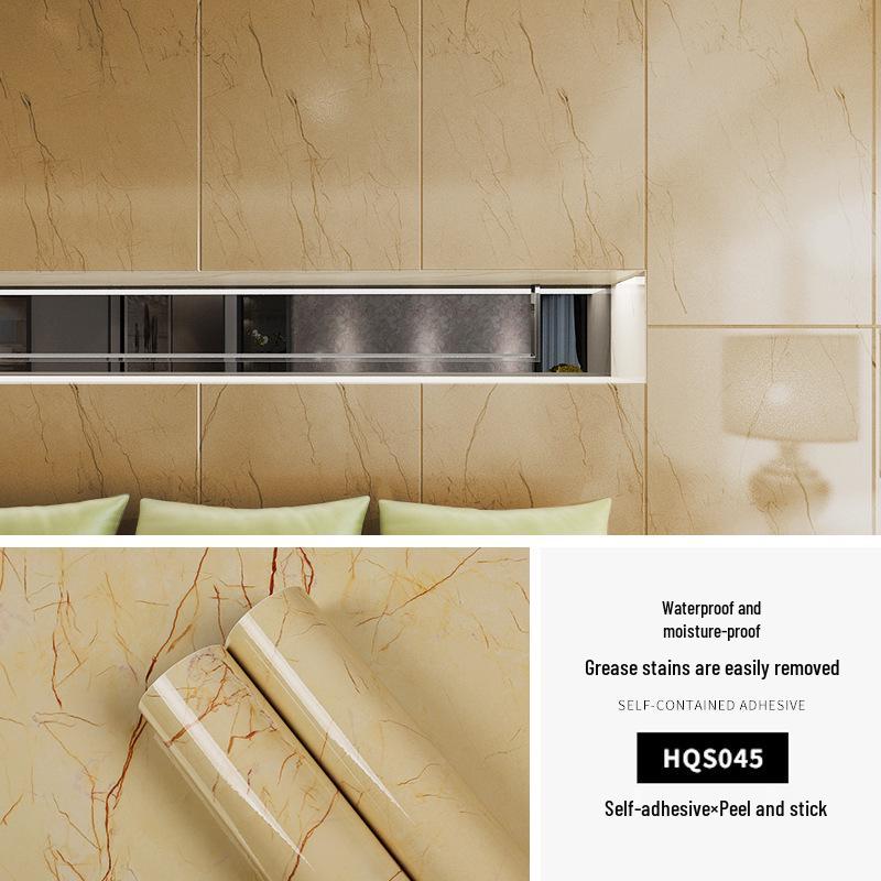 Waterproof, Oil-Proof Marble Self-Adhesive Wallpaper for Bathroom, Kitchen, Living Room, and Toilet Renovation.