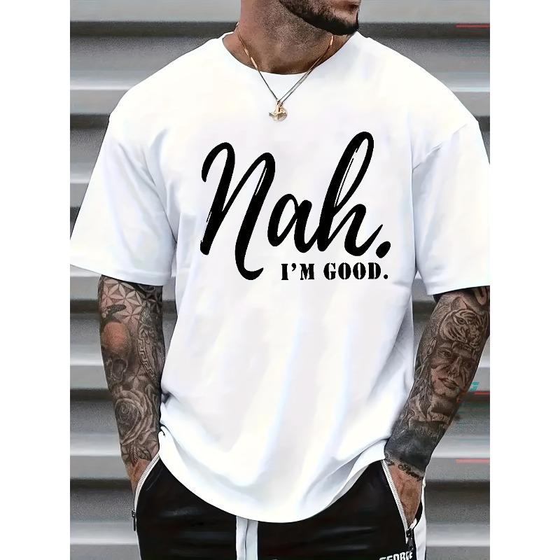 European Sizes Men'S Funny T-Shirt Casual Short Sleeve Round Neck Summer Tee with Lettering Breathable for Casual Outfits Humorous Graphic Top for Men