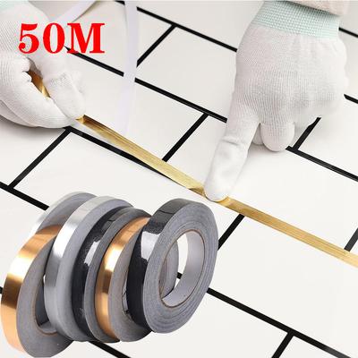50M SelfAdhesive Tile Beauty Seam Sticker Tape 0.5/1cm Width Waterproof Gold Foil Lines Floor Wall Gap  Decor Seal Strip Tape