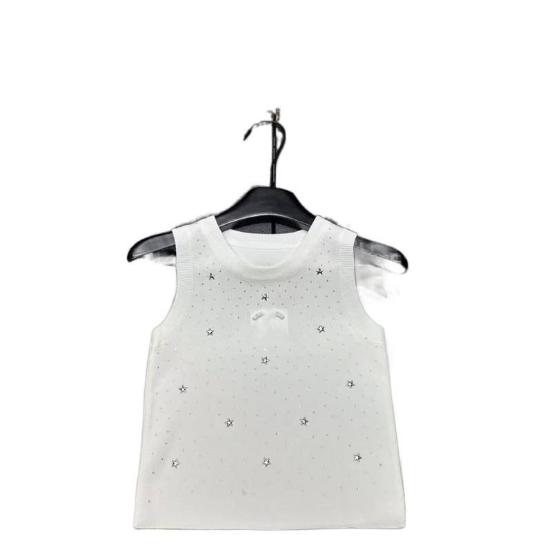 European High-Quality Spring Arrival: Heavy Print Logo Diamond Round Neck Knit Vest - Slimming & Versatile Top.
