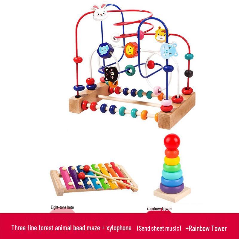 Montessori Baby Bead Maze & Building Blocks for 6 Months To 2 Years - Educational Toy for Concentration