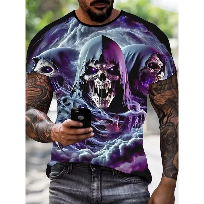 Fashion Halloween Men's T-shirts Clothing Crew Neck Short-sleeved Tee Funny Pumpkin 3D Printed Short Sleeve T-shirt For Men