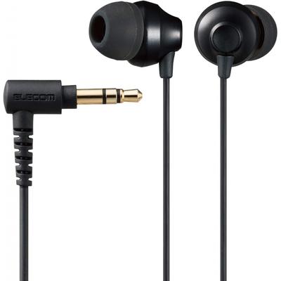 Elecom Ohrhörer, kabelgebunden, Kanaltyp, 3,5 mm, 3-polig, L-förmiger Stecker mit 10,0 mm dynamischem Treiber, EHP F12cabk, schwarz, ohne Mikrofon