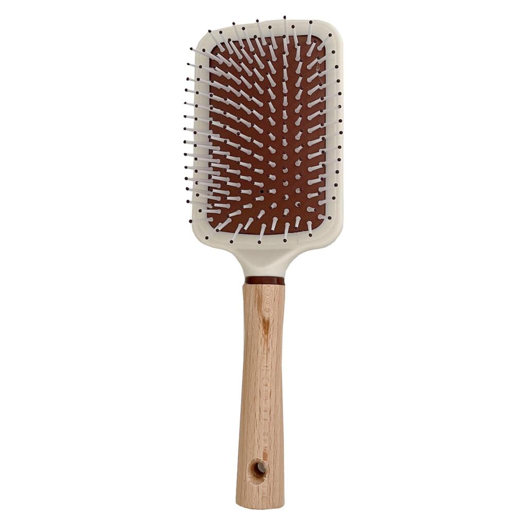 Cushion Hair Brush Minimalist Prevent Static Detangling Massage Brush with Wooden Handle for Home
