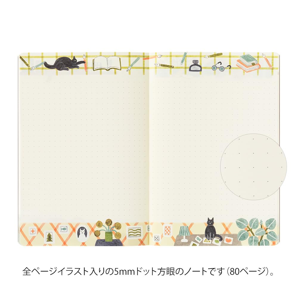 Midori Yurulog Cat 15353006 Notebook, Pattern, B6,
