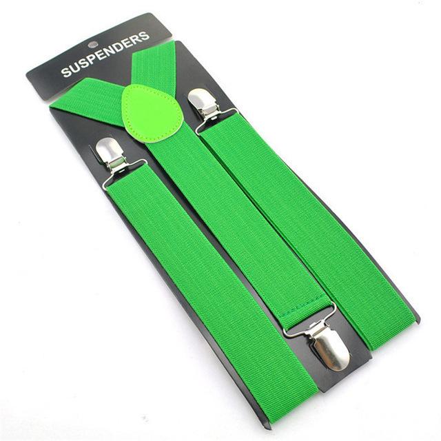 Men'S And Women'S Trousers Monochrome Suspenders Solid Color Straps 3.5Cm Solid Color Black 3 Clips Elastic Non-Slip Suspenders