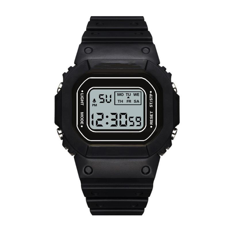 Ceas pătrat culoarea verde matcha, solid, pentru studenți, tineri, sporturi în aer liber, impermeabil, multifuncțional, electronic LED