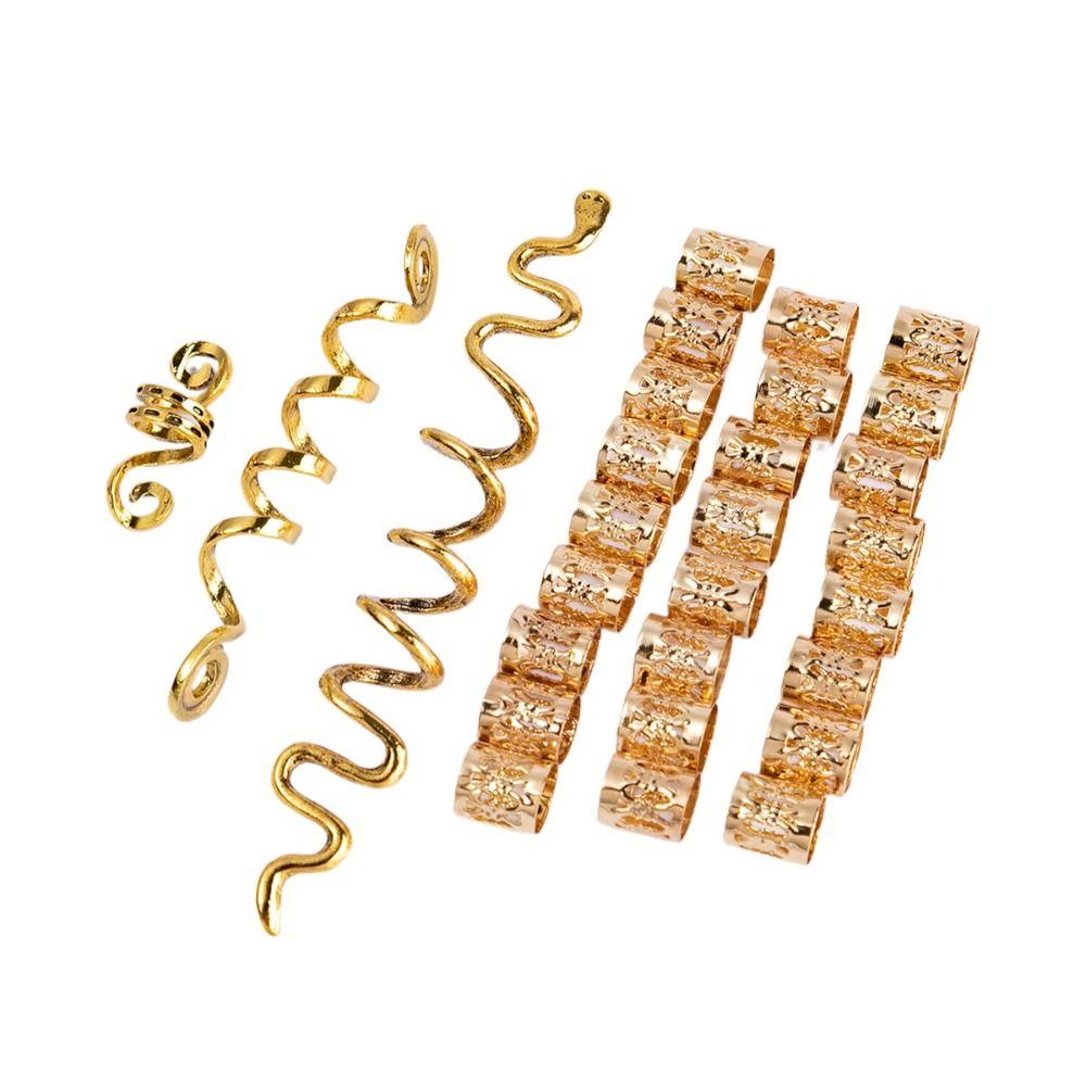 

28 шт. Кольца для косы с кельтским узлом, спиральные змеиные бусины для дредов, бусины викингов, женские золотой