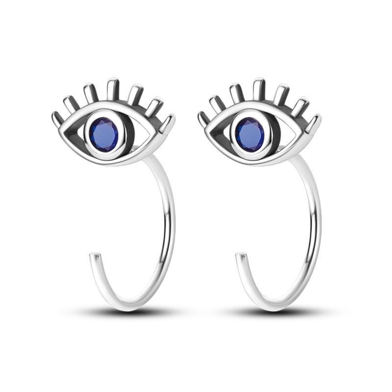925 Silver Evil Eye Zircon Stud Earrings For Women Religious S925 Jewelry Party Gifts DIY Fashion Accessories