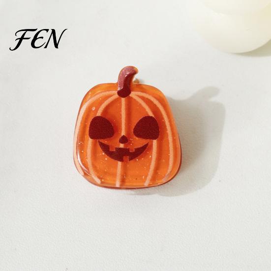 Cosplay Hair Decor for Women Halloween Cartoon Clips Girls, Acrylic Glitter Pumpkin/Ghost/Bat/Cat Reliable Clamping Force Accessories, Cute Decorative