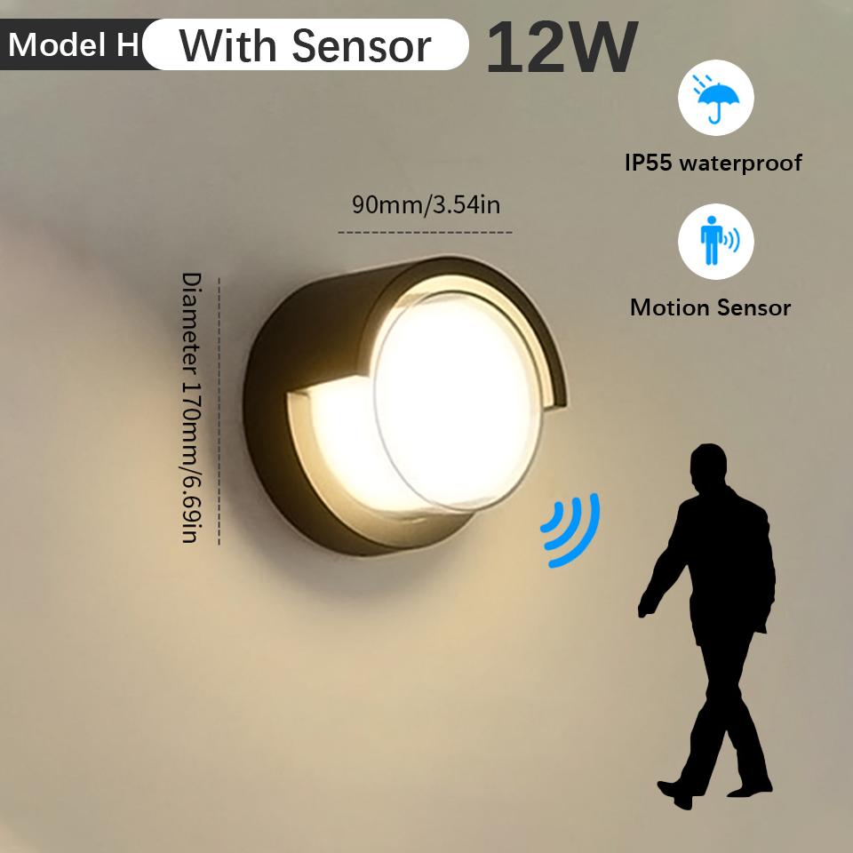 LED Wall Light Motion Sensor Indoor Outdoor AC85-265V ABS Waterproof Led Lights Home Appliance For Garden Living Room Decoration
