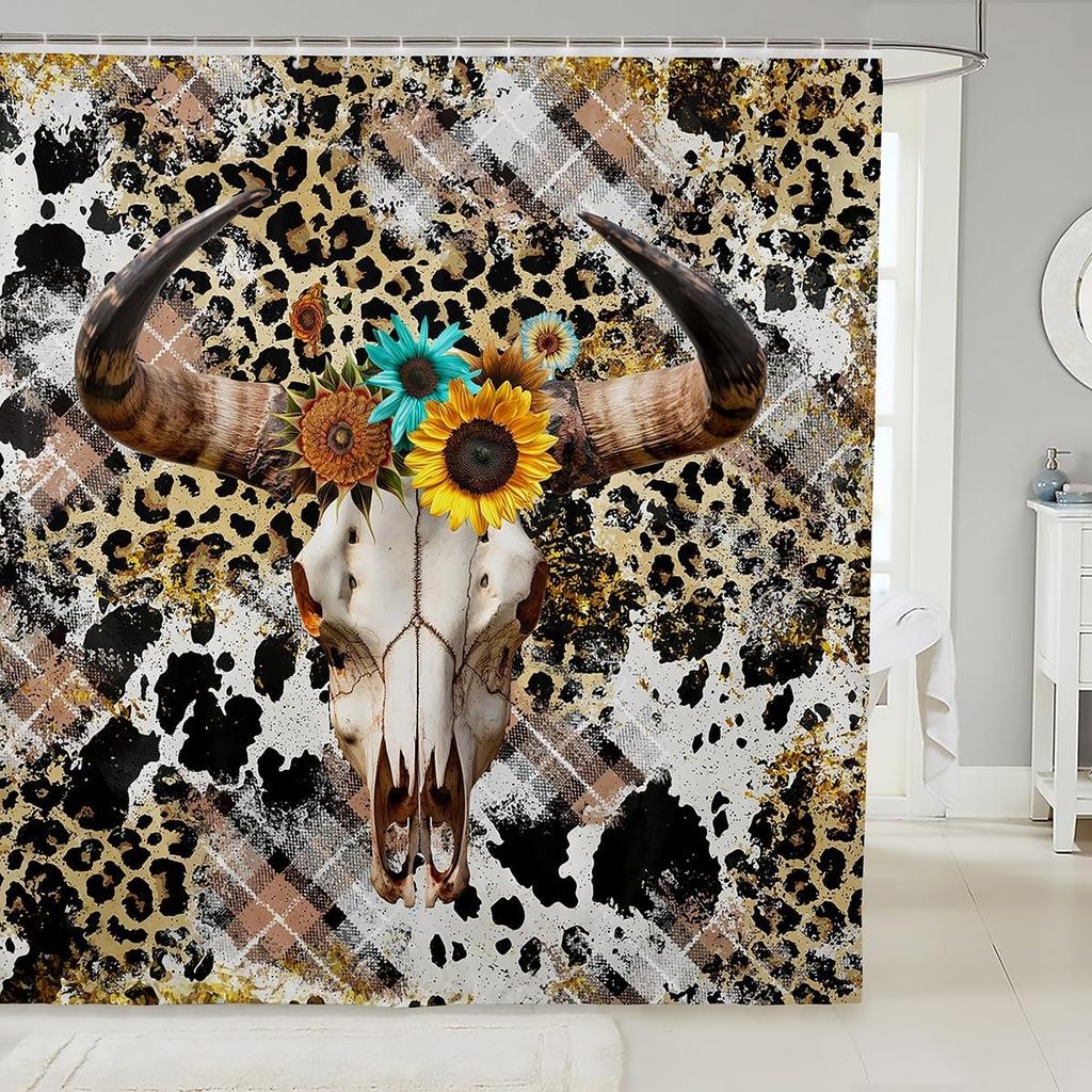 Cat Shower Curtain,Colorful Floral Bathroom Curtain,Kids Girls Boys Adult Cute Pet Animals Waterproof Fabrics Blue Sky Bathtub