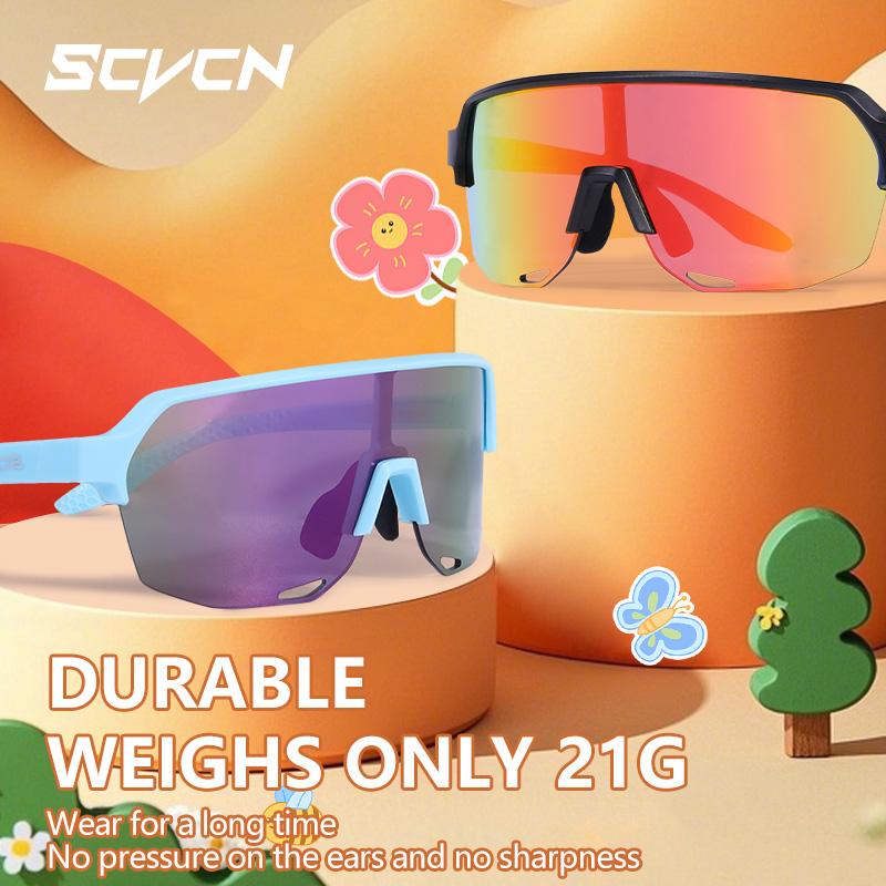 SCVCN Kids Sports Cycling Sunglasses Boys Girls Outdoor Bike Eyewear Child Camping Goggles MTB Fishing Bicycle Glasses UV400