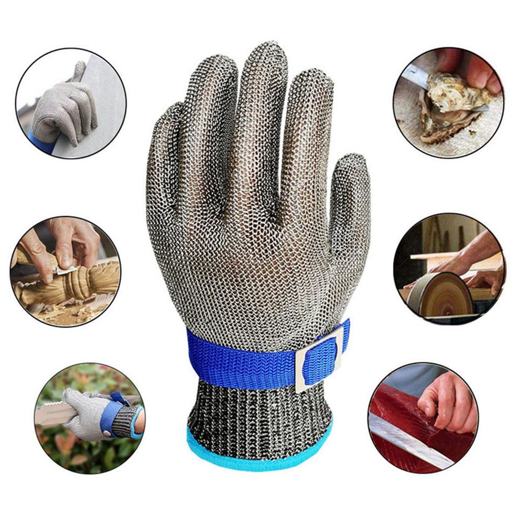2 Paia Guanti da Lavoro Anti Taglio Resistenti ai Graffi Fibbia Regolabile Guanti di Sicurezza per Protezione Mani 23,5 cm 9,3 pollici Grigio