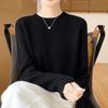 Women's Round Neck Long Sleeve Cashmere Wool Sweater - Autumn/Winter Fashion Layer
