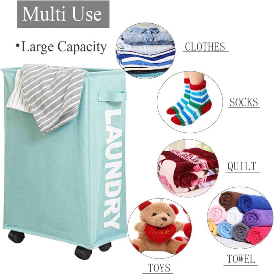 Foldable Laundry Basket Dirty Clothes Basket Clothes Organizer Yoga Storage Basket Home Assortment Box with Wheel Laundry Basket
