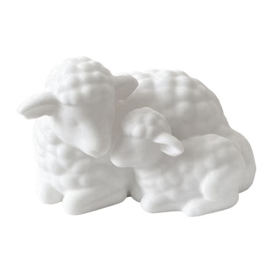 3D Printed Mother and Figurine Soft Baby Sheep White